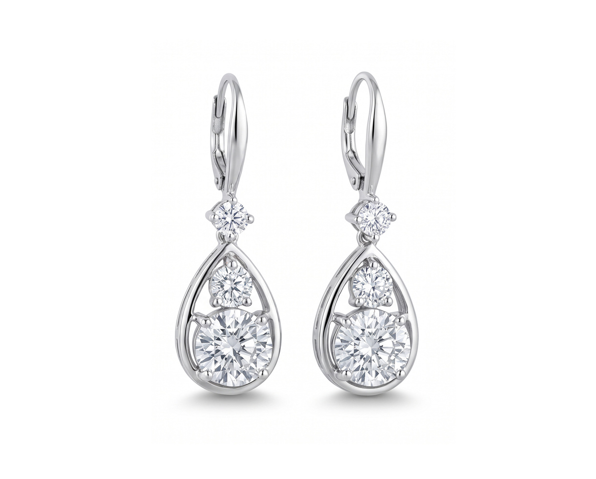 Jewelry Photo Editing – After example: Diamond Drop Earring Retouching Pro