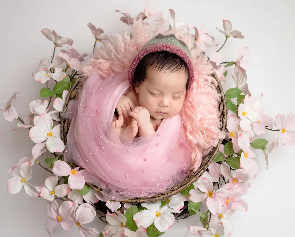 After: Newborn Floral Backdrop Composite