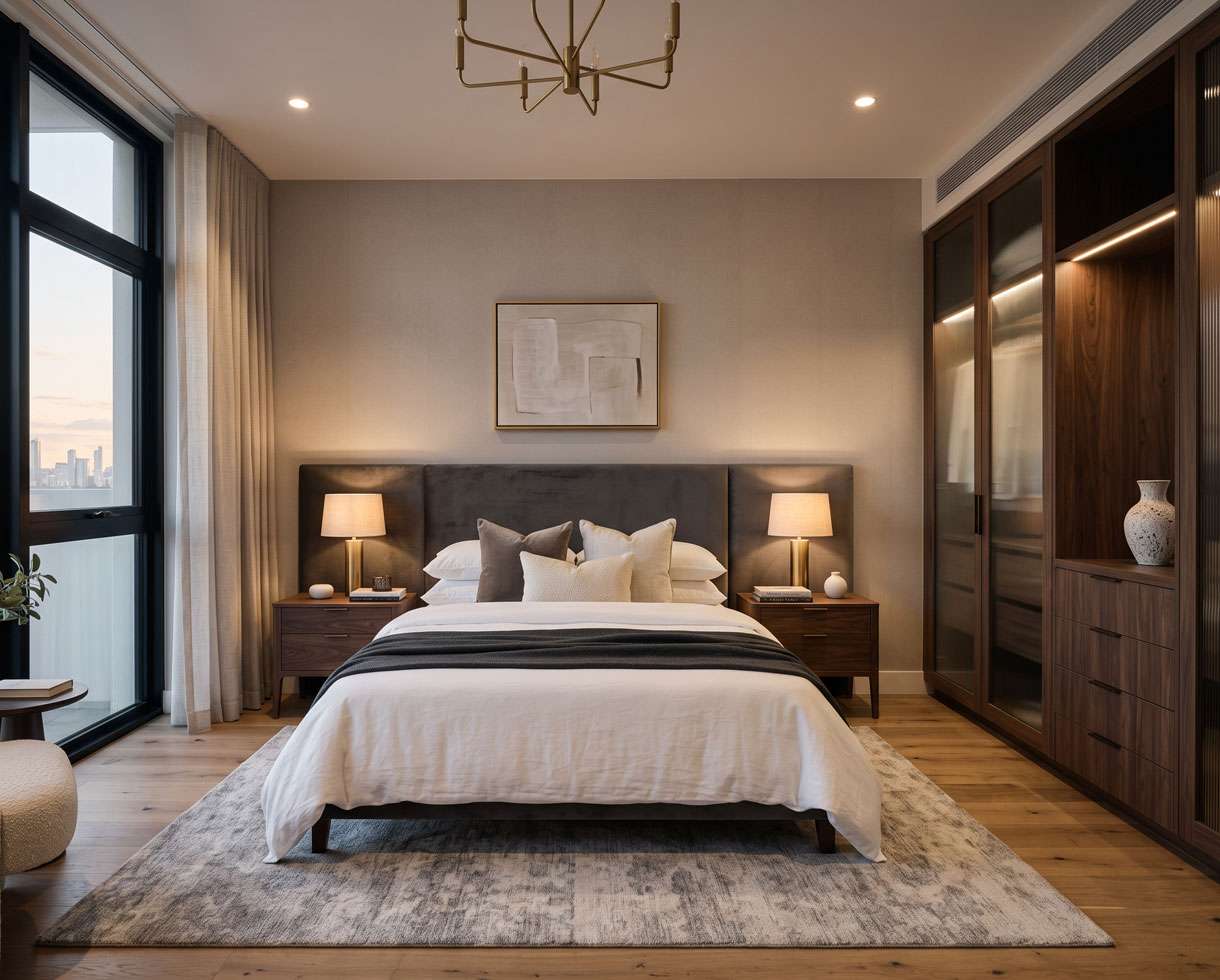 Interior Photo Editing – Before example: Bedroom Interior Retouching