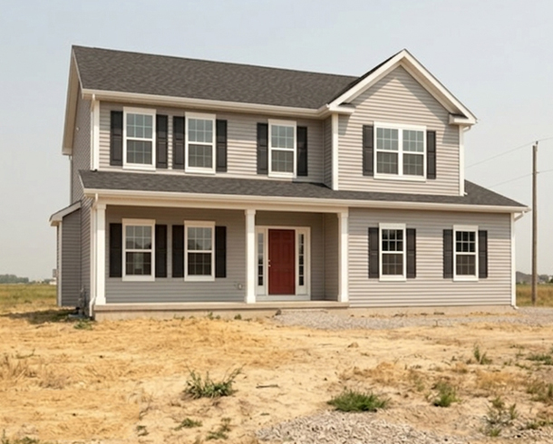 Real Estate Photo Editing – before example: Sky Replacement & Lawn Enhancement