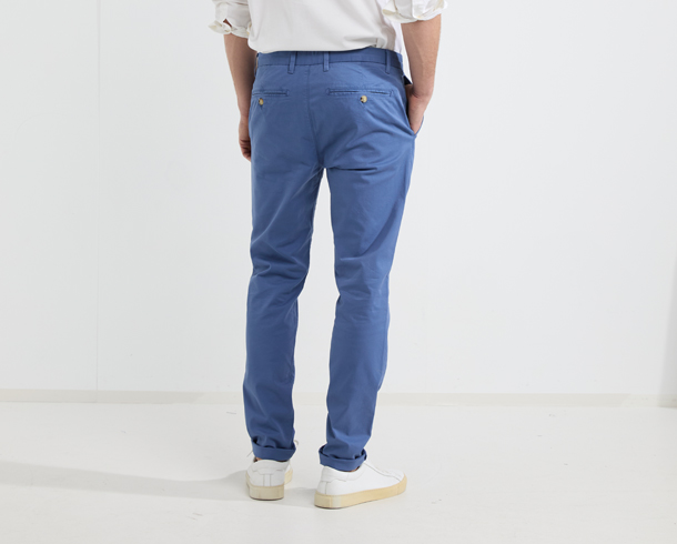 Before editing — Pant's Wrinkles Reduced and Studio Floor & Seam Cleanup (Fashion Model Retouching)
