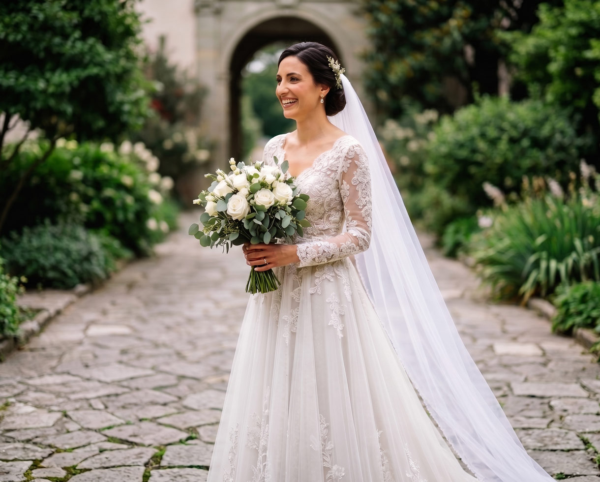Before Wedding Dress & Veil Retouching