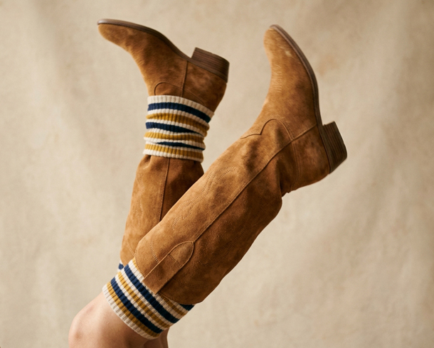 Shoe Photo Retouching – before example: On-Model Boot Lifestyle Retouching