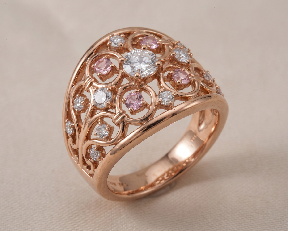 Jewelry Photo Editing – Before example: Halo & Cluster Ring Retouching