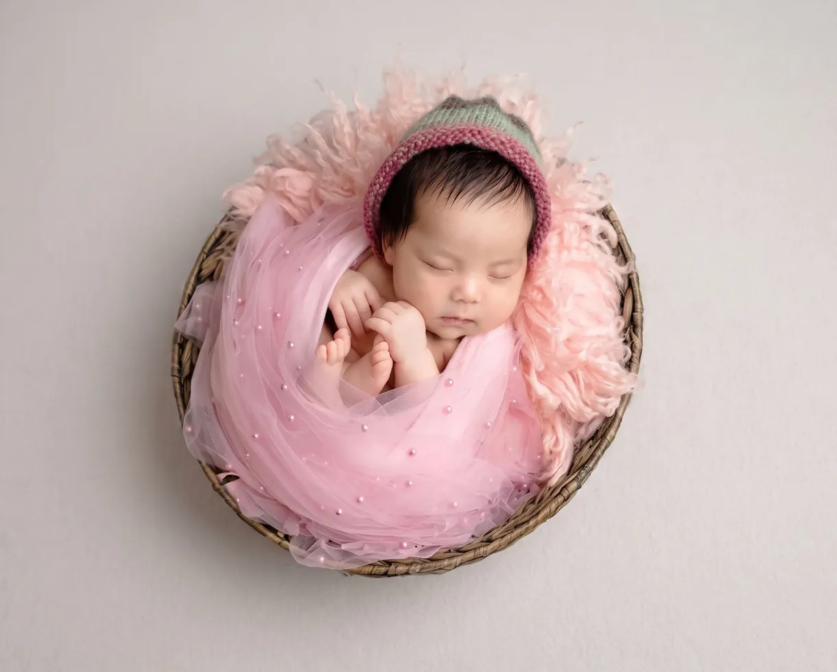 Before: Newborn Floral Backdrop Composite